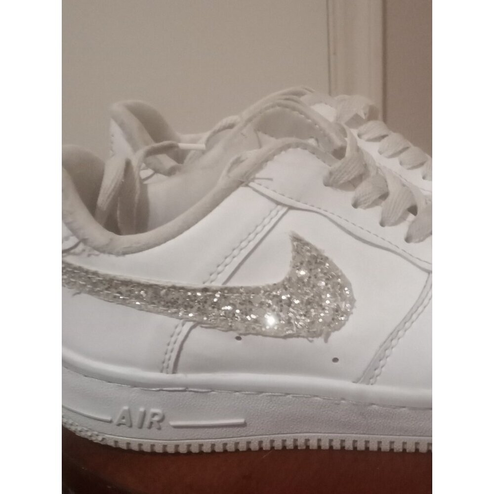 Bling Nike Air Force 1 '07 Shoes with Swarovski Crystal Bedazzled - White Sz 7 - Picture 6 of 13
